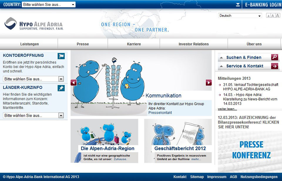 Alte Hypo Homepage Screenshot